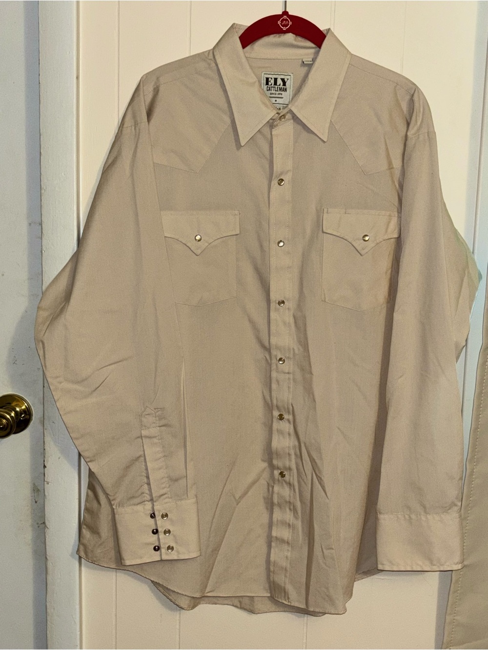 Ely Cattleman Shirt Long Sleeves Pearl Snaps Western Size 17.5 x 35 17 1/2